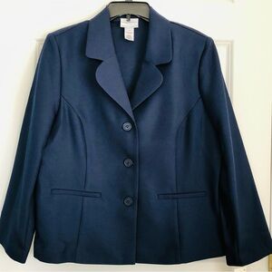 Alfred Dunner Petite Women's 14P Blazer Blue Button Polyester Basic Lightweight